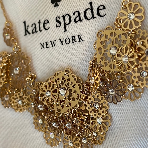 NEW KATE SPADE GOLDEN AGE CRYSTAL FLOWER NECKLACE MINT - Picture 14 of 14